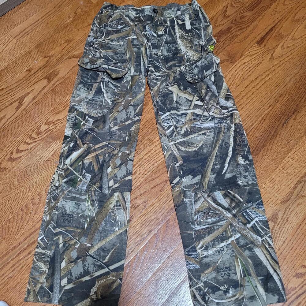 Game Winner Hunting Pants‎ Realtree Print Youth Size Large Adjustable Belt Cargo